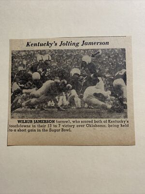 Wilbur Jamerson Kentucky Wildcats Sugar 1951 Sporting News Football 4X4 Panel