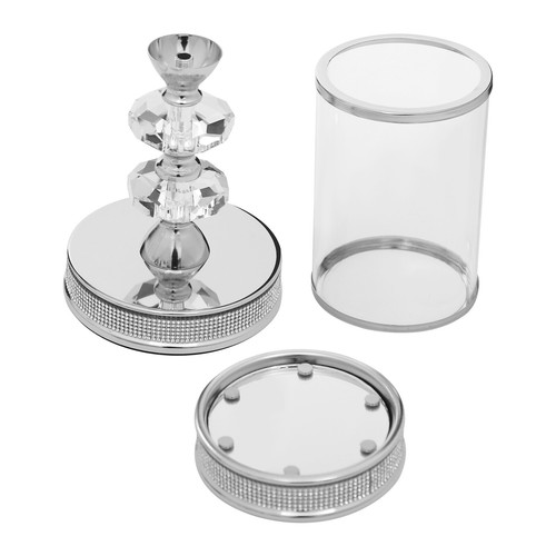 European Style Candle Holder, Tabletop Crystal Candle Holder Silver, White - Picture 6 of 12
