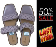 Time and Tru size 11W Braided Two Band Sandals Memory Foam Lavender Slip On Wide