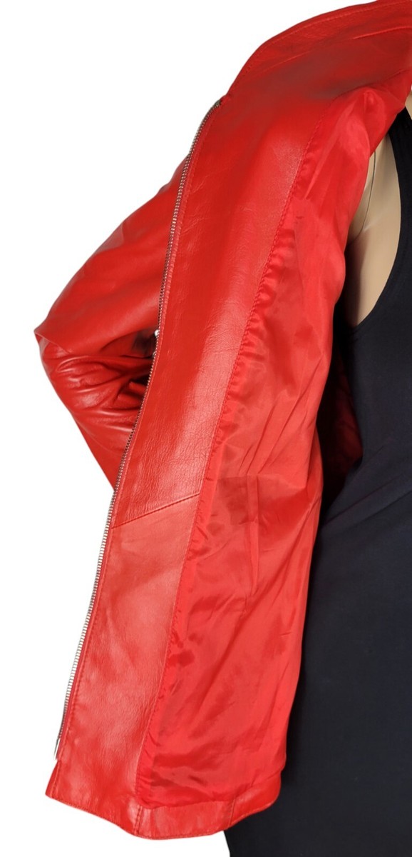 97AW EMPORIO ARMANI 赤タグ ダブル レザージャケット 50 Emporio Armani Motorcycle Jacket with Leather details (90s