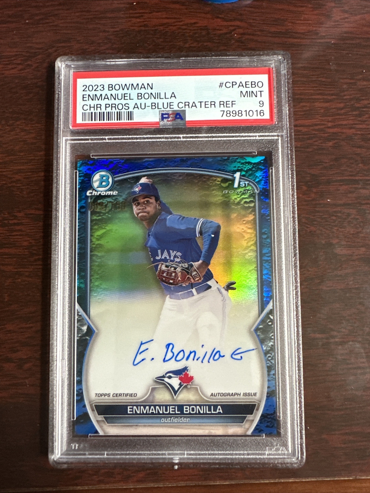 2023 Bowman Chrome ENMANUEL BONILLA BLUE LUNAR CRATER 1st REFRACTOR AUTO /150