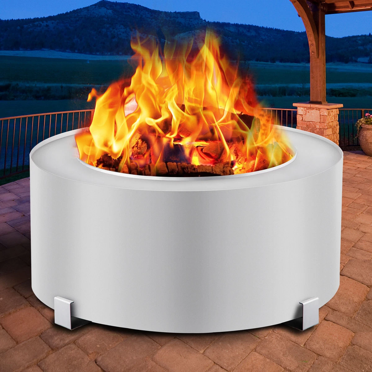 VEVOR Stove Bonfire Fire Pit 27 inch Stainless Steel Outdoor Smokeless  Fireplace | eBay
