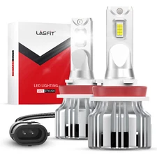 LASFIT H11 LED Headlight Bulbs Conversion Kit Low Beam Super White Bright 6000K