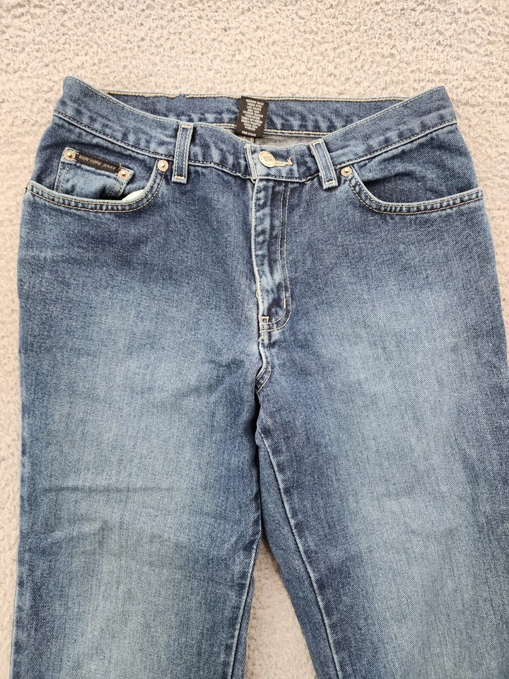 Pantalones de mezclilla New York para mujer 4 azules acampanados cintura baja todo algodón 27X29 Foto 2 de 4