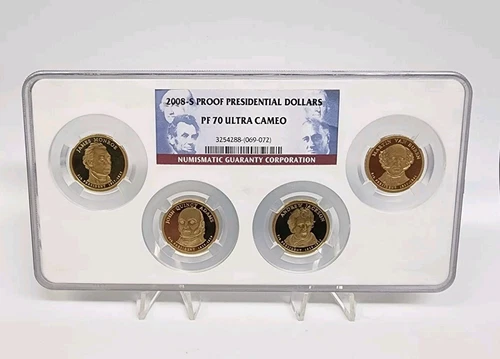 2008 S NGC PF70 PRESIDENTIAL DOLLAR NGC PROOF ULTRA CAMEO 4 COIN SET