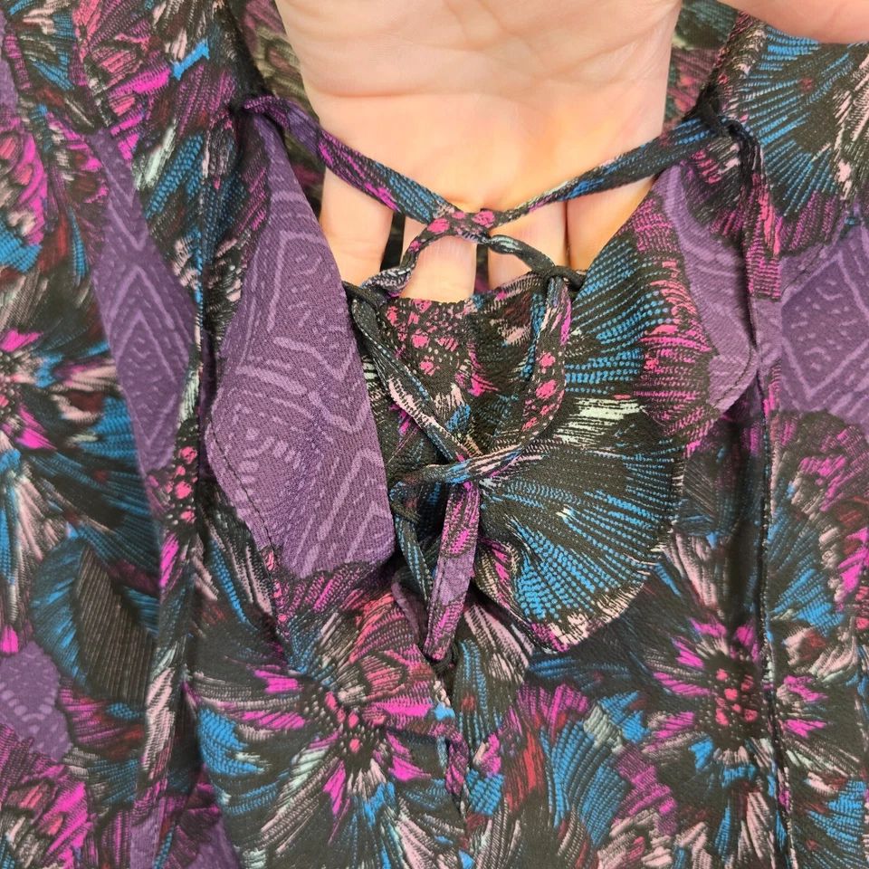 Blusa Lane Bryant Mujer Plus 24 Púrpura Floral Peplum Fluido Boho Hadas Fiesta Top Foto 4 de 4
