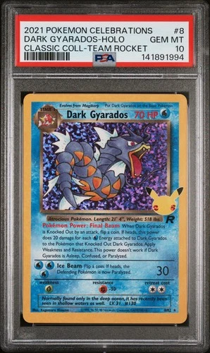 PSA 10 DARK GYARADOS HOLO 8 CELEBRATIONS POKEMON BM