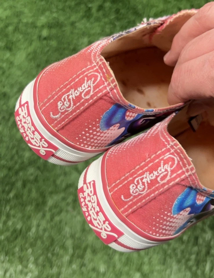 Zapatos Deportivos De Colección Y2K Ed Hardy Sin Cordones Rosa Caliente Para Mujer (8) Love Kills Slow Foto 4 de 4