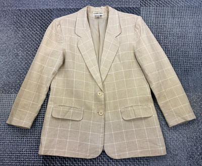 Carol Horn Workshop 100 % Leinen Fensterscheibe Blazer Jacke beige/sand Damen 12
