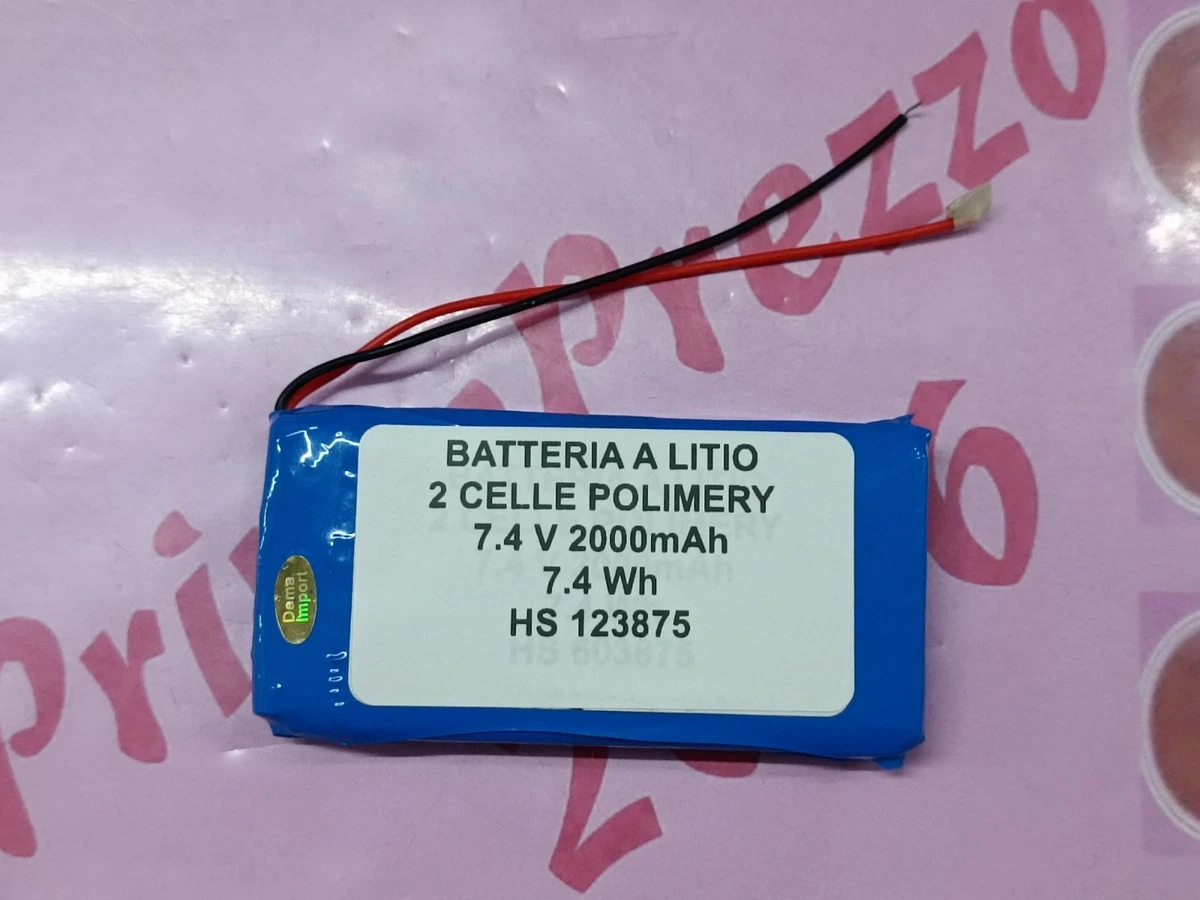 Batteria Li-Ion 7.4V 2600mAh Con Connettore XH2.54 Per Dispositivi IoT E Audio, 2 Celle 18650