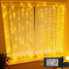 300 LED Curtain Lights Plug-in Fairy Curtain Lights with 8 Modes, Connectable...