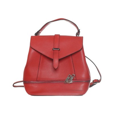Borse in Pelle, Rucksack, Unisex (Erwachsene), Rot, Einfarbig, 24, 16 #ZKv