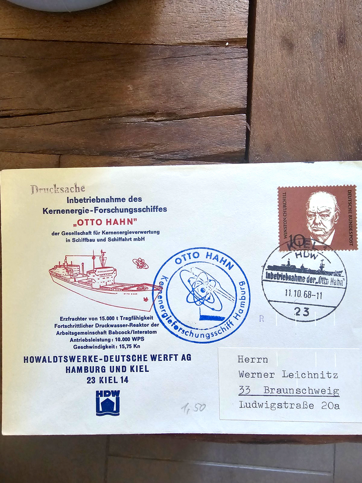 Bundesrepublik Deutschland Schiffspost-Beleg OTTO HAHN Sonderstempel ...