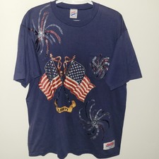 VTG Jerzees Super T American Flag Liberty Single Stitch T-Shirt Size XL USA Made