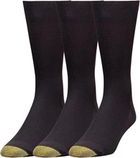 Gold Toe Metropolitan Dress Crew Socks 3  Pairs Shoe Size 6-12.5