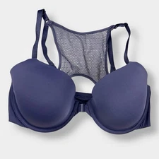 Victoria’s Secret Bra Womens 36D Blue Tshirt Lightly Lined Demi Wireless Mesh