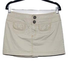 AEO American Eagle Outfitters Mini Skirt Size 4 Khaki Tan Pleated Hipster Chino