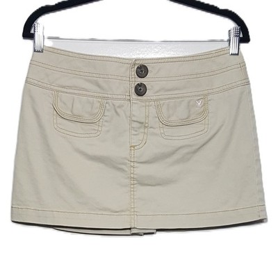 AEO American Eagle Outfitters Mini Skirt Size 4 Khaki Tan Pleated Chino Hipster
