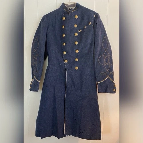 Antique Civil War Officers Frock Coat Blue Wool Braided Museum Quality *Read*