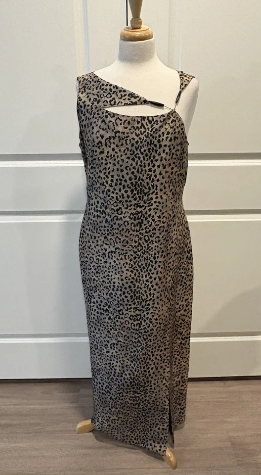 Vintage 90’s Robbie Bee 100% Silk Maxi Dress Women’s Size 14 Animal Print Y2K - Image 3 of 4