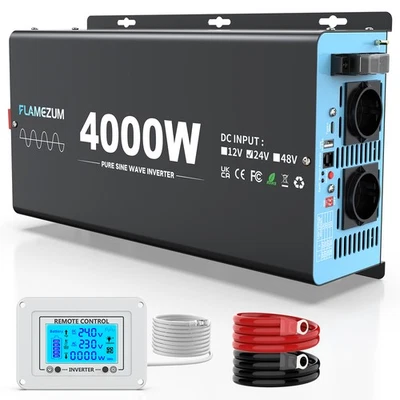 FLAMEZUM 4000W 8000W 24V zu 230V Reiner Sinus Wechselrichter Spannungswandler Inverter DE