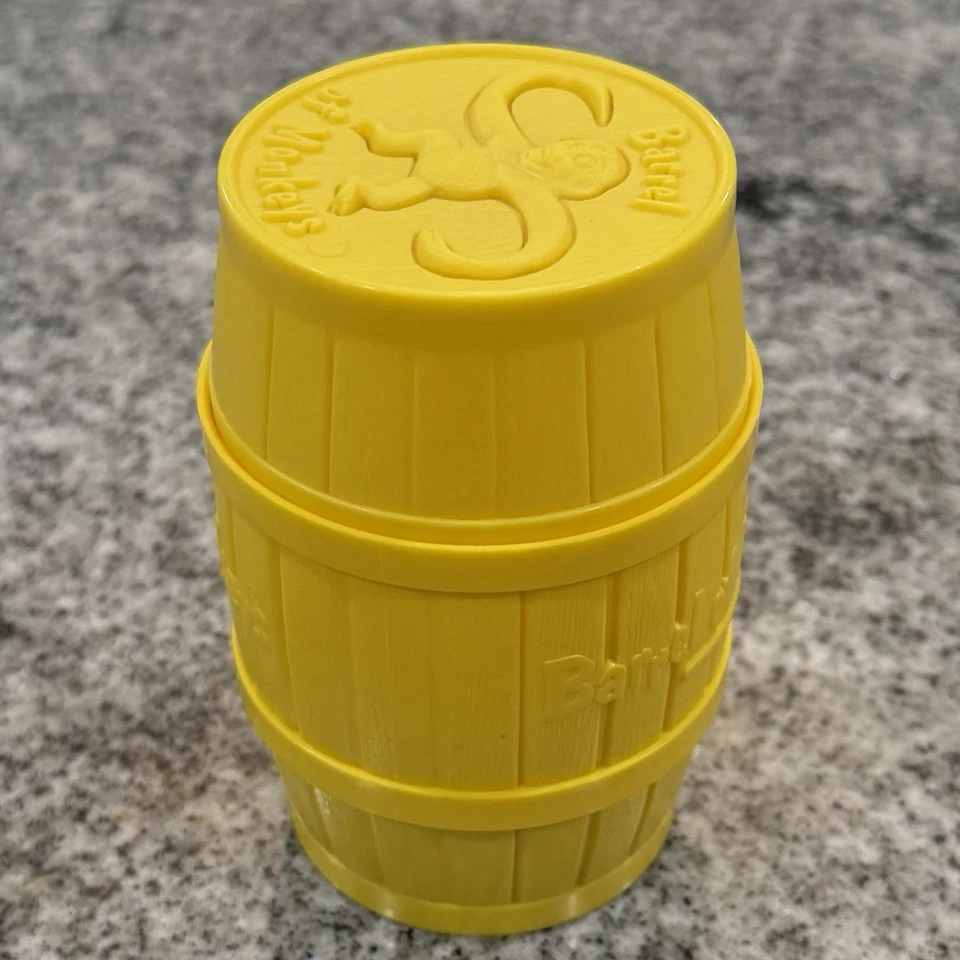 VTG Milton Bradley 1989 Barrel of Monkeys Game Yellow Barrel with 21 Red Monkeys - Image 2 of 4