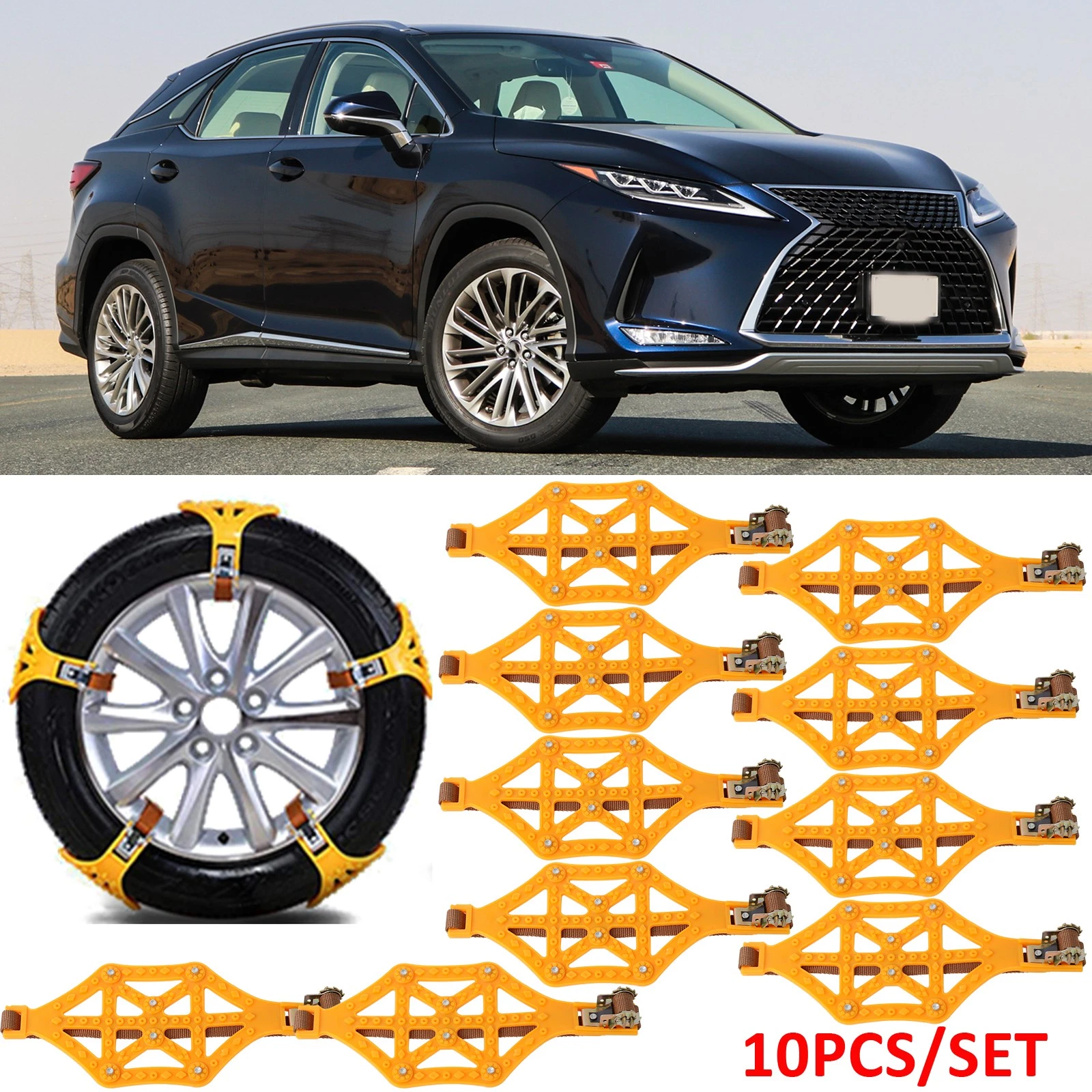 10X Snow Wheel Tire Chains Tyre Anti-Skid Emergency For Lexus RX 350 450h 450hL