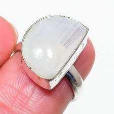 Rainbow Moonstone Gemstone 925 Solid Sterling Silver Jewelry Ring Size 7 L868