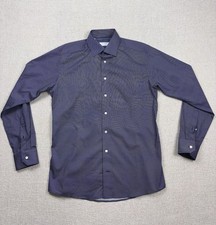 Eton Mens long sleeve button up slim fit dress Shirt Size 16.5 Us Navy Blue