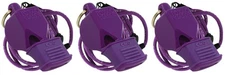 Fox 40 Classic CMG Safety 3-Chamber Pealess Whistle + Lanyard, Purple (3-Pack)
