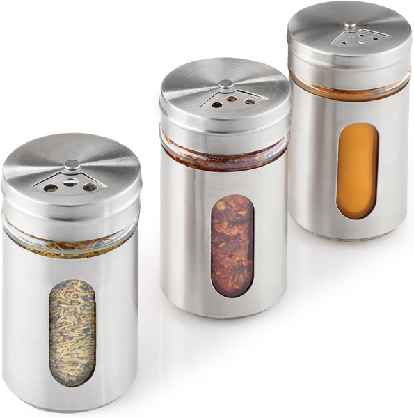 Metaltex GewüRzgläSer 3Er Set GewüRzstreuer, 100Ml, Edelstahl, Glas-image