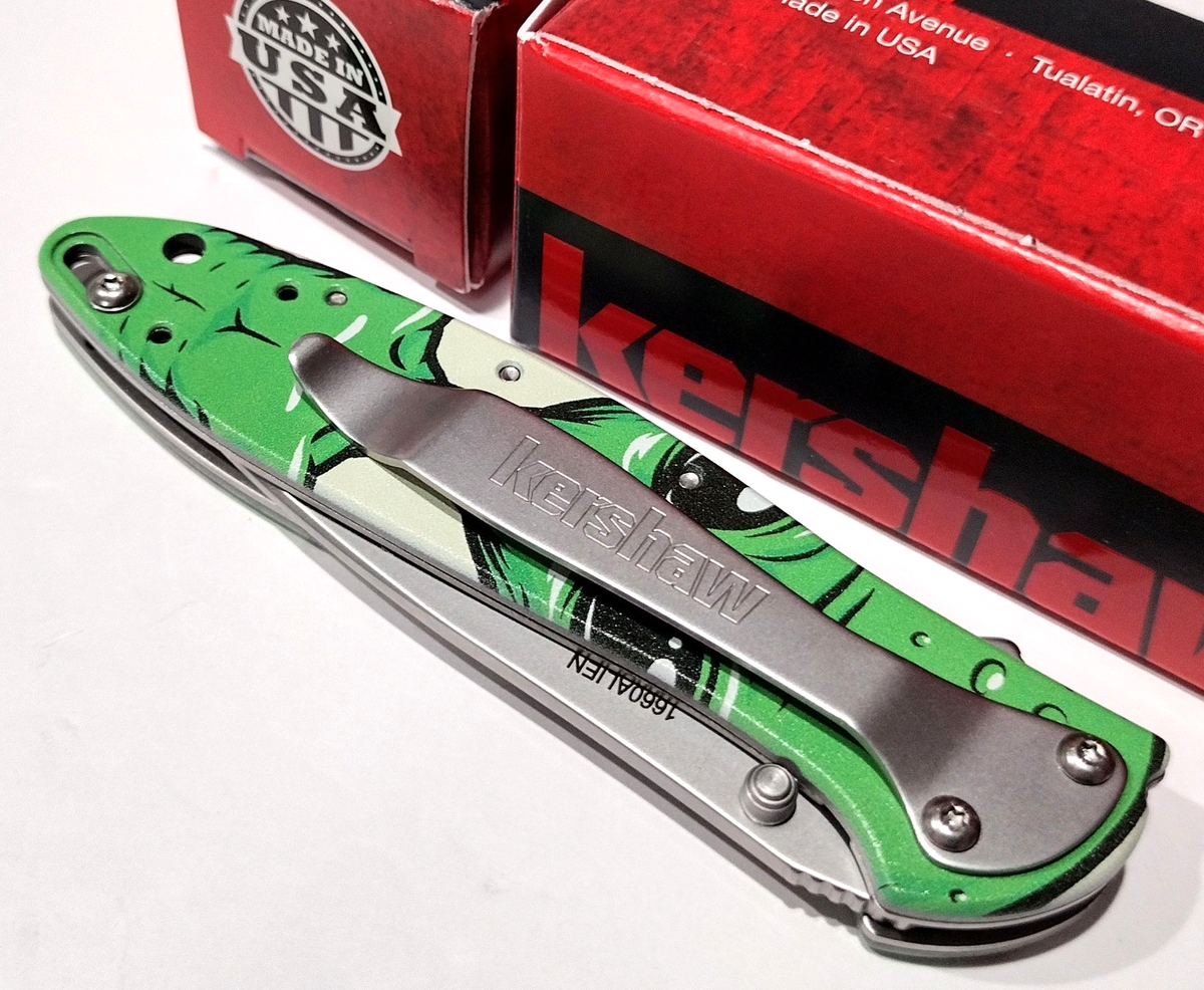 KERSHAW USA KS1660 Spring Open Assisted Green Alien Folding Pocket