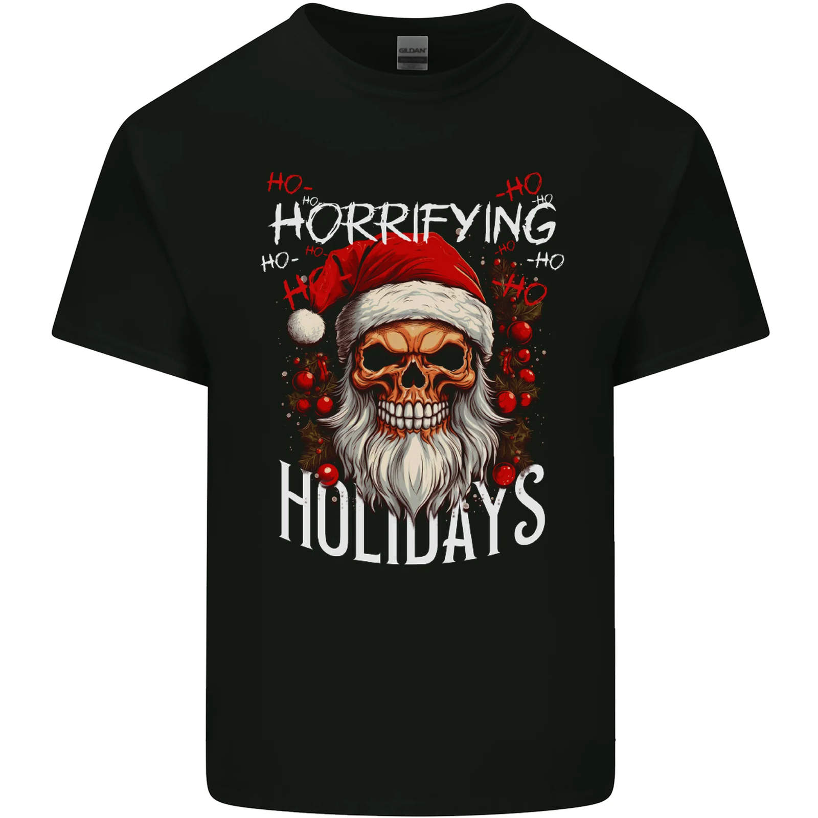 Horror Holidays Evil Santa Skull Christmas Xmas Mens Cotton T-Shirt Tee Top