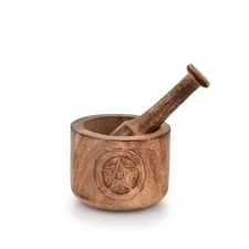 Wooden Mortar and Pestle Garlic Masher Hand Grinder Crusher Kitchen Gadgets