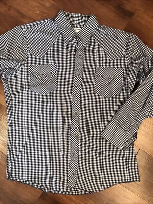 DJ Dickson-Jenkins Western Snap Men s L Blue Checked Pockets Lightweight LS
