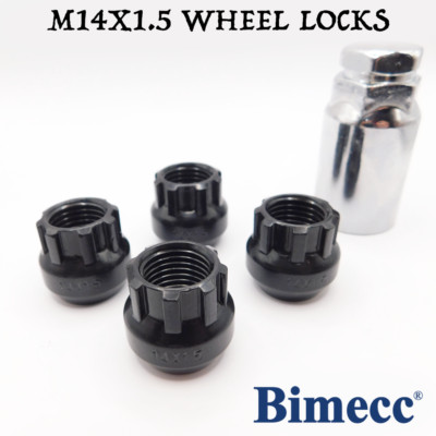 Locking Wheel Nuts M14x1.5 Open Bimecc (Black) For Land Rover Freelander 2