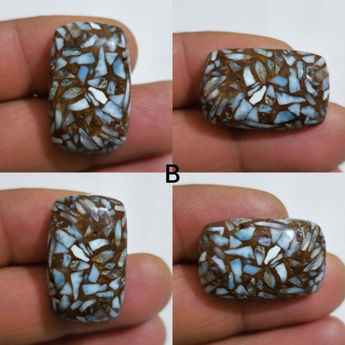 Unique Copper Larimar Rectangle Shape Cabochon Loose Gemstone Jewelry For Making - Picture 3 of 13