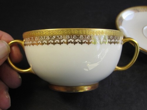 JPL Limoges France Gold Edge Bullion Cup & Saucer GORGEOUS - Picture 4 of 6