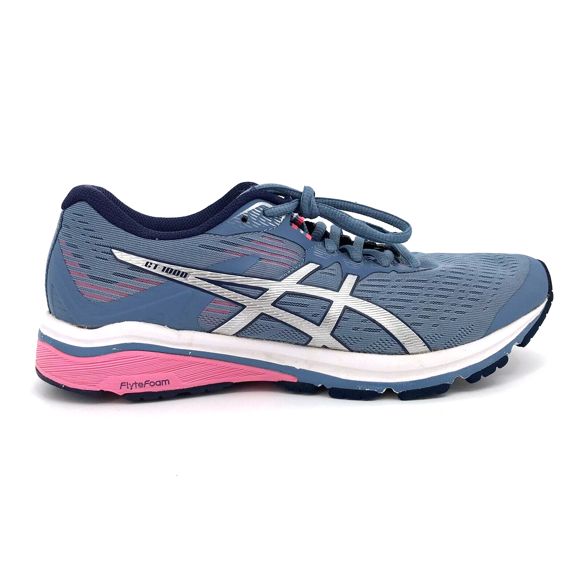 Asics GT-1000 Running Shoes Blue Pink Silver White 1012A460 Flyte Foam  Women