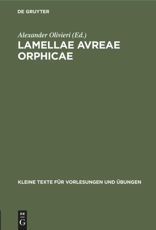 Alexander Olivieri | Lamellae Avreae Orphicae | Buch | Latein | 28 S.
