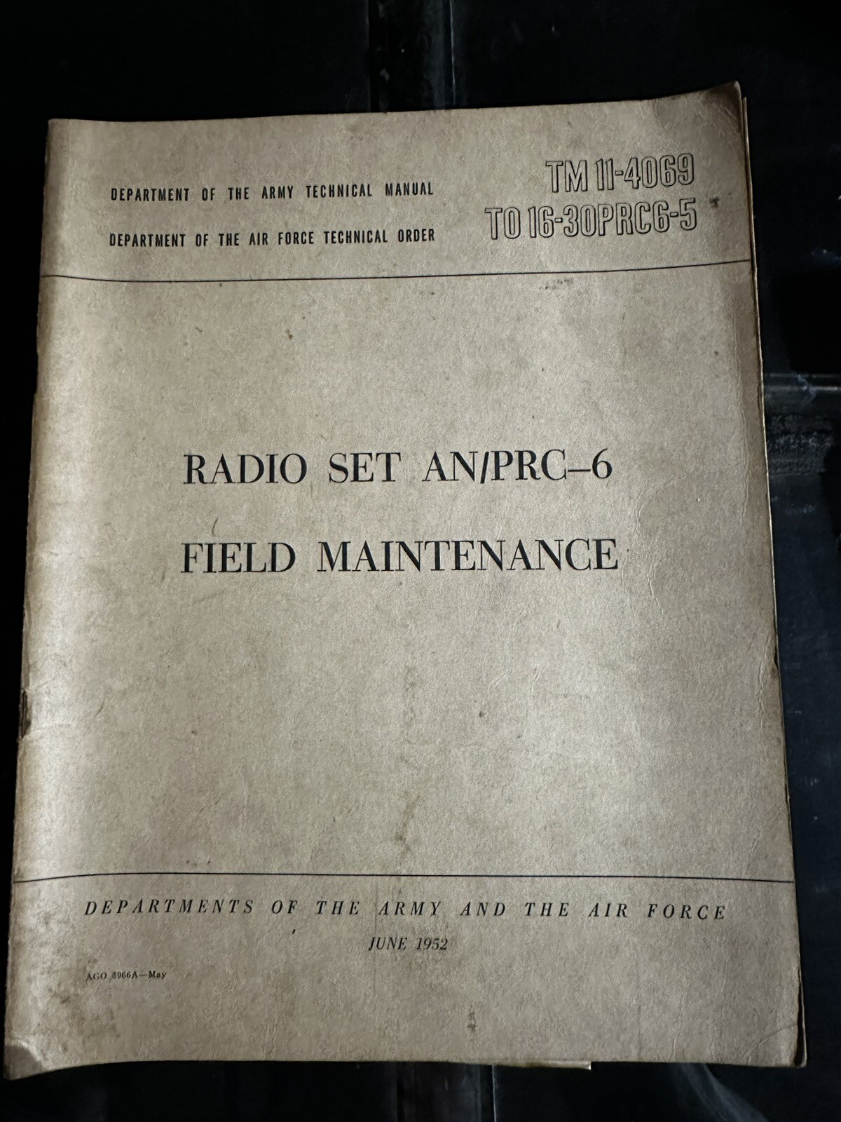 ORIGINAL RADIO SET AN/PRC-6, FIELD MAINTENANCE TM 11-4069 MANUAL AIR ...