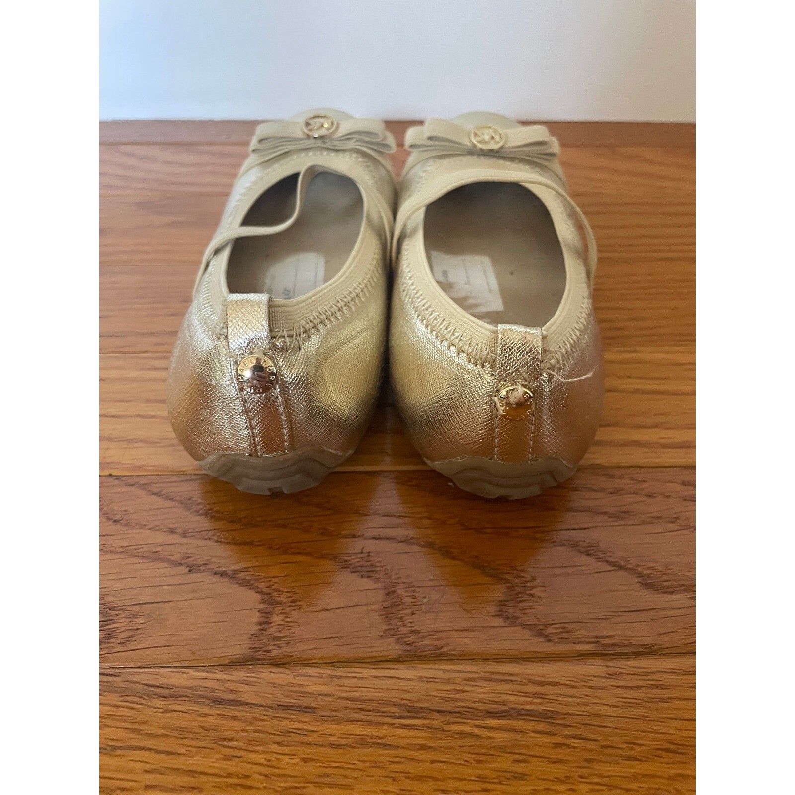 Michael Kors Rover Shoes Girls Size 12 Metallic Gold Ballet Flats MK Logo Casual thumbnail 4