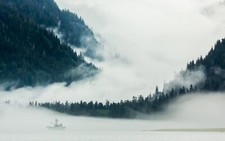 Landscape photography nature mountains mist forest lake Custom Gaming Mat Desk