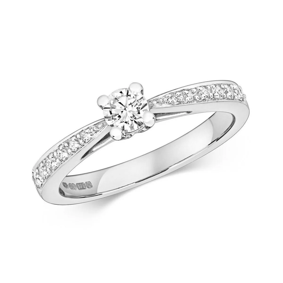 9ct white gold solitaire engagement best sale ring
