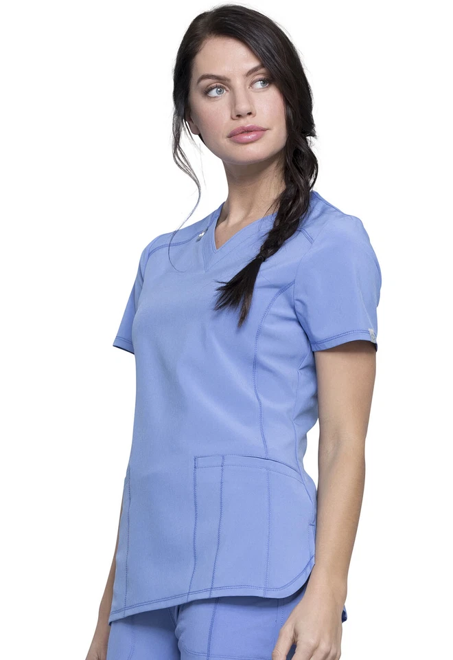 Cherokee Scrubs V Neck Top CK865A CIPS Ciel Blue Free Shipping - Image 3 of 4