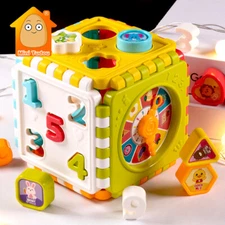 6 In 1 Activity Cube Boys & Girls Building Tile Toddler Toys Baby 1-2 Years Old 