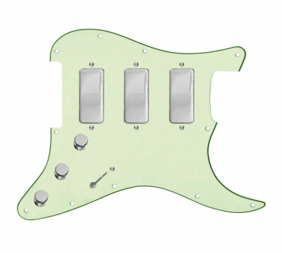 Green Stadium Triple Mini Humbucker Loaded Pickguard 7-Way for Strat Guitars 