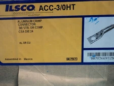 New box of 25 ILSCO ACC-3/0HT 6061-T6 Aluminum Crimp Connectors FREE SHIPPING