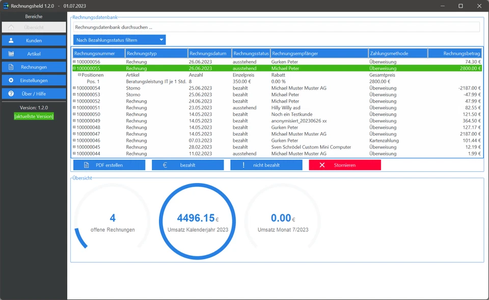 Rechnungsprogramm PDF Rechnung erstellen auch §19 Kleinunternehmer - kein Excel - Bild 4 von 4