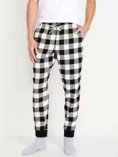 NWT Old Navy Black Buffalo Plaid Flannel Jogger Pajama Pants Sleep Lounge Men